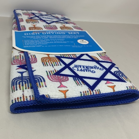 Hannukah Holiday Drying Mat Fast Drying, Absorbent Microfiber Folds new 16”x19” - Picture 4 of 9